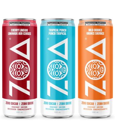 ZOA Zero Sugar Energy Drinks Variety Pack - 355ml (Pack of 15) Variety Pack 355 ml (Pack of 15) - Buy Online on GoSupps.com