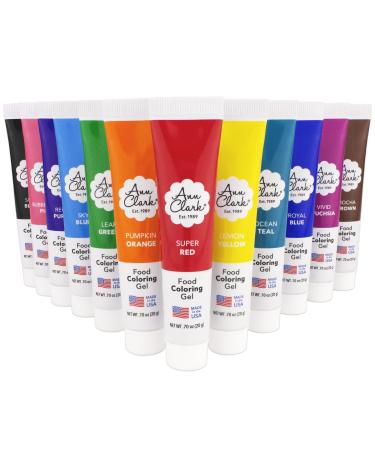Ann Clark Professional-Grade Food Coloring Gel Made in USA, 12-Pack