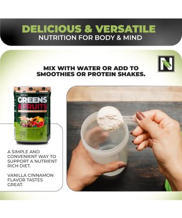 Nutrology Greens & Fruits Powder-Naturally Sourced Superfood Beet Powder Mushroom Blend Probiotics Digestive Enzymes Fiber Antioxidants Immune Support Gluten Free - Vanilla Cinnamon - Buy Online on GoSupps.com