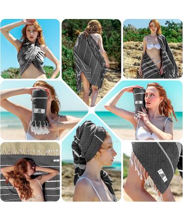 Ephesus Towels Turkish Beach Towel - 39x71 inch Oversized - Anthracite New Sultan Pack 1 - Turkish Cotton for Beach, Bath, Pool, Gym, Yoga - Lightweight & Quick Dry - Buy Online on GoSupps.com