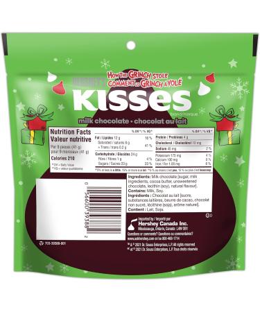 HERSHEY'S KISSES Grinch Milk Chocolate - Christmas Candy Stocking Stuffers 180g - Buy Online on GoSupps.com
