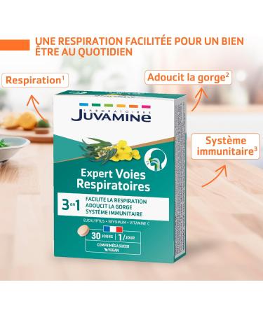 JUVAMINE - Expert Voies Respiratoires Facilite la respiration - Syst me immunitaire - Adoucit la gorge Eucalyptus - Erysimum - Vitamine C - 30 jours Fabriqu en France (Lot de 3) Pack of 3 - Buy Online on GoSupps.com