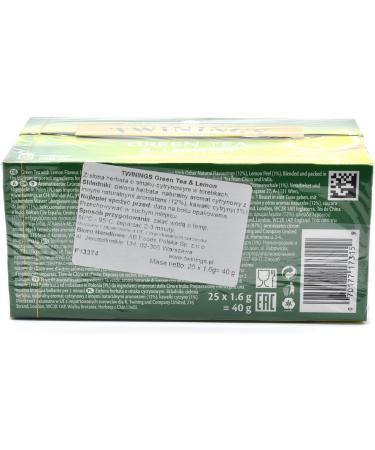 Twinings Green tea & lemon 25 tea bags - Buy Online on GoSupps.com