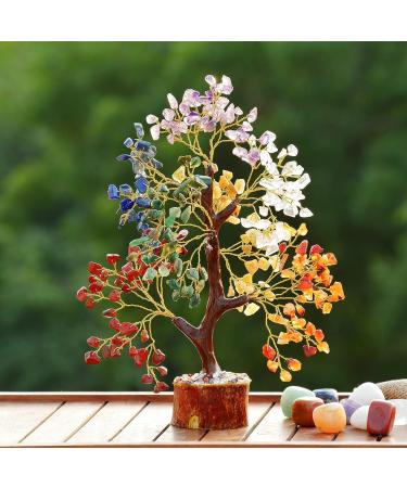 Crystal Money Tree - Healing Stones - Guardian Angel - Feng Shui Figurine - Gemstone Tree Of Life - Handmade Gift - Chakra Stone - Home Decor Red Yellow - Buy Online on GoSupps.com