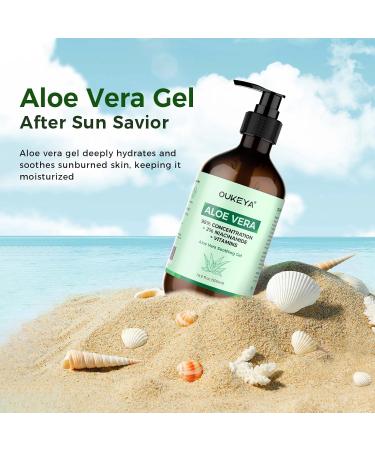 OUKEYA 500ml Aloe Vera Gel Bio - 2% Niacinamide Gel L Aloe Vera Cheveux Visage Corps - En Cas Coups Soleil Rougeurs & Peau S che Apaise Renforce Barri re Cutan e & Test Dermatologiquement - Buy Online on GoSupps.com