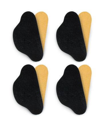 Sulpo 4 pairs Real leather heel cushion - heel protection against blisters & friction - heel pillow for shoes - shoe heels repair - self -adhesive heel pads - anti -slip hook cushion - black gloss