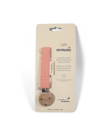 Filibabba Organic Cotton Pacifier Chain | 21 cm | Gender-Neutral | Nickel-Free Clips | Silicone Ring | Danish Design (Coral) - Buy Online on GoSupps.com