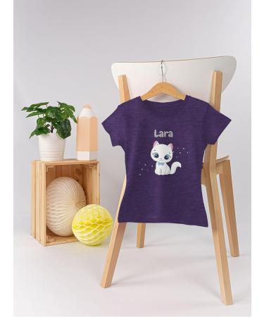Personalized Cat T-Shirt for Girls - Cute Cat Motif - Shirtracer Gift - Purple Mottled - Buy Online on GoSupps.com