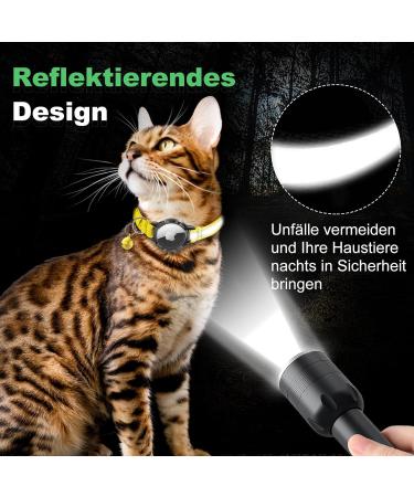 Airtag Cat Neck Band - Waterproof Reflective Collar for Cats & Small Dogs | Safety Lock | XS (18-23cm) - Yellow & Green - Buy Online on GoSupps.com