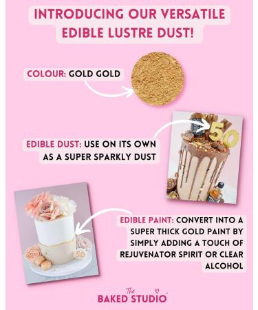 Baked Studio Edible Gold Lustre Dust - Cake Decorating Glitter 15g - Buy Online on GoSupps.com