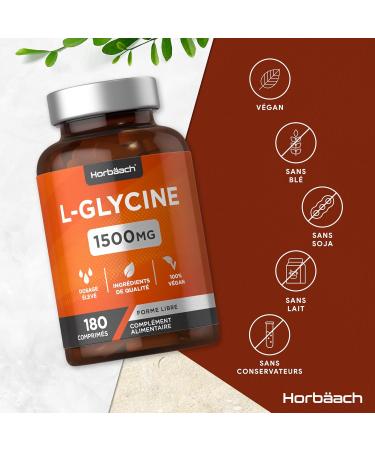 Glycine 1500mg | 180 Vegan Tablets | Essential Amino Acids | Gluten Free & Additive Free Dietary Supplement | Glycine Supplement | by Horbaach - Buy Online on GoSupps.com