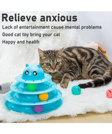 Vealind Interactive Cat Toy Roller with 3 Colorful Balls - 3 Levels of Fun for Active Cats (Blue) - Buy Online on GoSupps.com