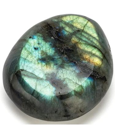 KALIFANO Labradorite Palm Stone with Healing & Calming Effects - High Energy Labradorita with Information Card - Reiki Worry Crystal Used for Cleansing and Protection (Family Owned and Operated)