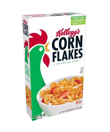 Kellogg's Corn Flakes, Breakfast Cereal, Original, Fat Free, 12oz Box 12 Ounce (Pack of 1)
