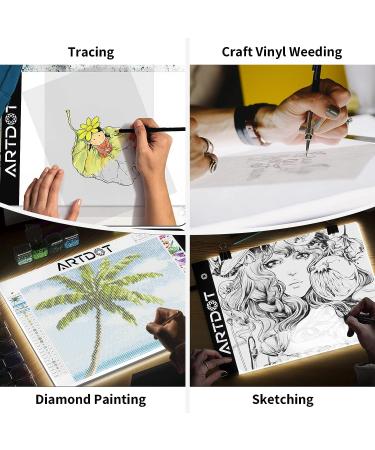 ARTDOT A4 LED Light Board for Diamond Painting Kits - USB Powered with Adjustable Brightness - Includes Detachable Stand and Clips - Buy Online on GoSupps.com
