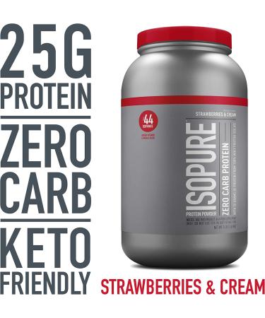 Isopure Zero Carb Protein Powder - Strawberries & Cream, 3 lb (1.36 kg) - Keto-Friendly, Low-Carb Protein Supplement - Buy Online on GoSupps.com