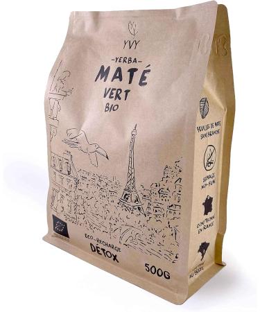  YVY YVY Yerba Mate Organic Green 500 g | Fair Trade and Non Smoked Organic Mate | Stemless | Gentle little bitter mate | Ideal fo - Buy Online on GoSupps.com