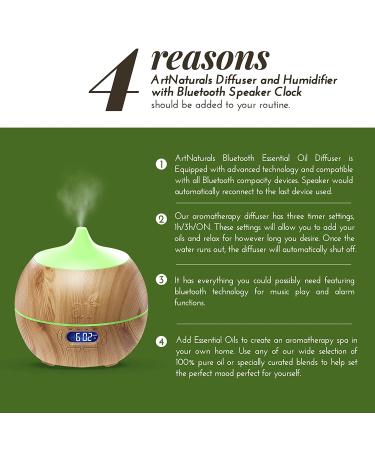Artnaturals Bluetooth Oil Diffuser - Aromatherapy Essential Oil Diffuser - Buy Online on GoSupps.com