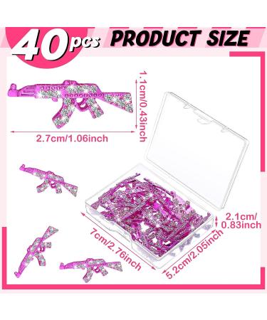 Loopeer 40 Pcs 3D Pink Gun Nail Charms - Shiny Diamond Metal Decorations for Nail Art & Jewelry Making - Buy Online on GoSupps.com