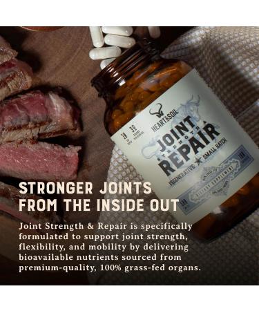 Heart & Soil 100% Grass Fed & Finished Joint Support Supplement from Regenerative Cattle with Trachea, Scapula & Bone Marrow Supports Joint Strength & Mobility 3000mg Glass Bottle 180 Capsules Joint, Strength & Repair - Buy Online on GoSupps.com