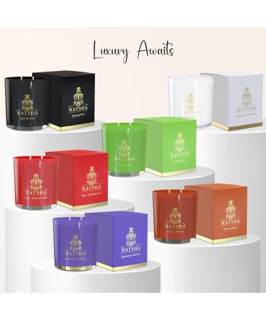 NATSHA Soy Wax Candle | Long-Lasting Non-Toxic Clean Burning | Natural Green Fig & Rose Scented Candle - Eco-Friendly & Soot-Free - Buy Online on GoSupps.com