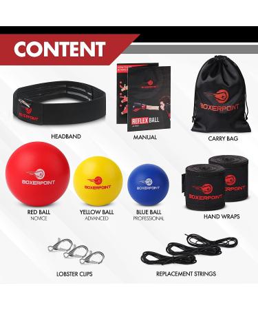 Boxing Reflex Ball Set for Adults and Kids - Improve Hand Eye Coordination and Punching Speed - Set of 3 React Balls with Headband and Carry Bag - Buy Online on GoSupps.com