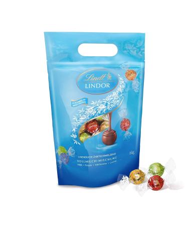 Lindt Chocolate Lindor Balls 1kg Bag | 80 Milk Pistachio Cream & Caramel Varieties | Resealable Large Pack | Perfect Chocolate Gift - Buy Online on GoSupps.com