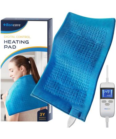 Boncare LCD Digital Control Extra Large Heating Pads for Back Pain Relief and Cramps with Auto Shut Off Fomentera de Calor Super Soft Moist/Dry Heat 12  x 24  (Blue)