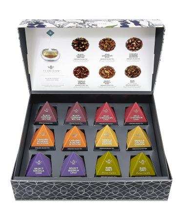 Teabloom Organic Black Forest Pyramid Tea Box - 12 Assorted Black Tea Blends | USDA Certified Organic Sachets - Buy Online on GoSupps.com