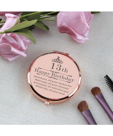 Cawnefil 13th Birthday Gift for Girls - Rose Gold Travel Compact Pocket - Sweet 13 Years Old Gift for Daughter, Bestie, Sister - Happy 13th Birthday Ideas for Her - Unique 13th Birthday Present - Buy Online on GoSupps.com