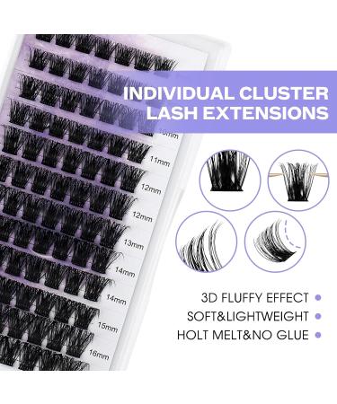 Cluster Lash Extensions Set - DIY C3-D Curl Lash Kit (8-16mm) | Premium Bond & Seal for Stunning Volume - Buy Online on GoSupps.com