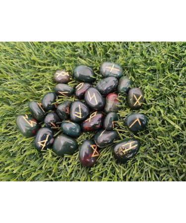 Sharvgun Blood Stone Rune Set 25 pi ces avec tableau en bois MDF runique grav lettrage symbolique pa en velours noir/rouge pochette incluse bo te-cadeau - Buy Online on GoSupps.com