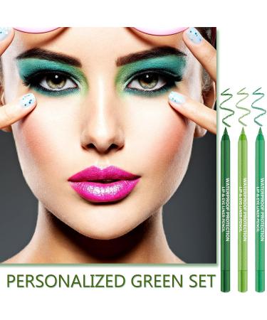 3PCS Green Metallic Eyeliner Pencil & Pearl Eyeliner Kit - Shimmer Eye Shadow & Glitter Liners Set for Women - Buy Online on GoSupps.com