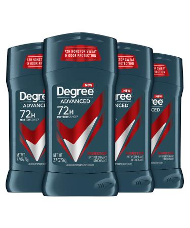 Degree Men Advanced Antiperspirant Deodorant 72H Sweat and Odor Protection Nonstop Claim: Deodorant For Men With MotionSense Technology 2.7 oz 4 Count