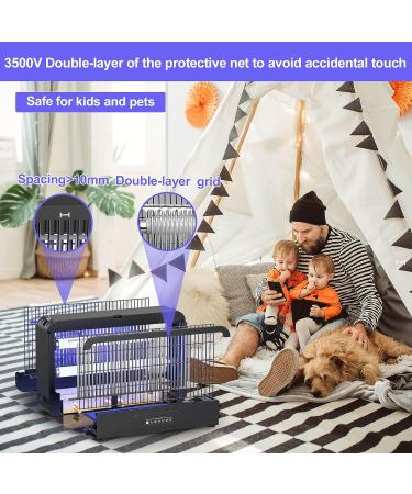 Electric Bug Zapper - 3500V Double-Sided Grid, 2-14H Timer, Remote Control - Indoor & Outdoor Insect Killer with UV Light for Patio & Home - Includes 2 Extra Bulbs - Buy Online on GoSupps.com