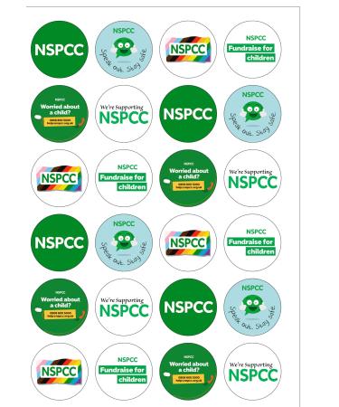 24 Pre-Cut NSPCC Charity Fundraising Themed Edible Wafer Paper Cake Toppers Decorations