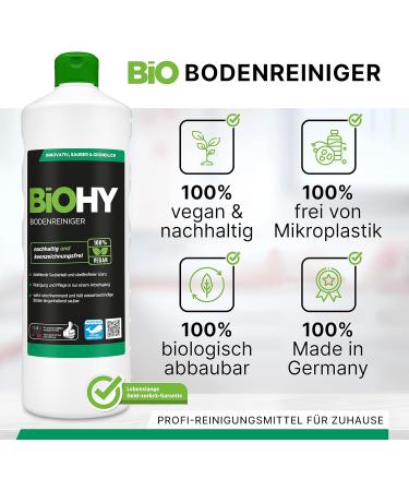 Biohy Floor Cleaner 2x1L | Organic Concentrate for All Hard Floors | Streak-Free Cleaning for Laminate PVC & Stone | Pleasant Smell - Buy Online on GoSupps.com