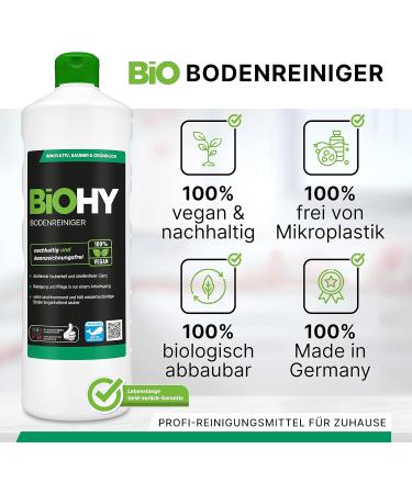 Biohy Floor Cleaner Concentrate | 12 x 1L | Streak-Free & Pleasant Smell | Ideal for Laminate PVC & Stone | Organic Cleaning Solution - Buy Online on GoSupps.com
