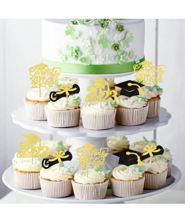 Pack of 24 Graduation Cake Decorations Glitter Class of 2023 Diploma Grade Cap Cake Decoration 2023 Graduation Cupcake Picks for 2023 School Graduation Theme Party Graduate Cake Decoration Gold Gold 24 Pieces - Buy Online on GoSupps.com