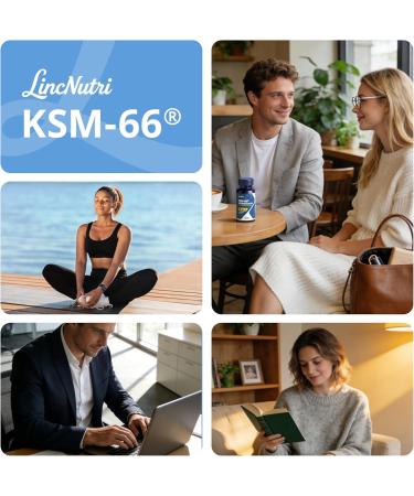 LincNutri KSM-66 Ashwagandha Supplements | Ashwagandha Root Extract for Women & Men | 10-in-1 Adaptogen Complex for Cortisol Manager, Stress, Energy & Immune Support | 60 Vegan Capsules - Buy Online on GoSupps.com