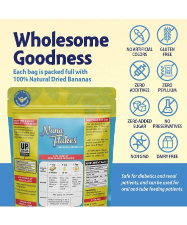 Nana Flakes 100% Pure Banana Flakes Food Powder - Natural - Great Source of Potassium & Fiber (Banana One Pound Bag) 1 Pound - Buy Online on GoSupps.com