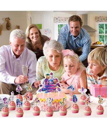 25PCS Cute Pony Cake Topper Cartoon Pony Cup Cake Topper Binrthday Themed Party Decoration Pony Supplies for Boy Girls Adults - Buy Online on GoSupps.com