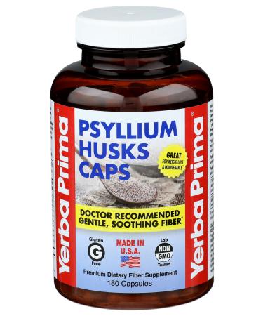 Yerba Prima Psyllium Husks Supplement Capsules 180 Capsules