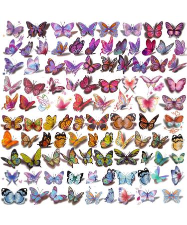 60 Sheets Butterfly Temporary Tattoos for Women Kids  200+ Pcs Self-adhesive Body Art 3D Fake Tattoos for Party Favors   Gifts (Pattern A)