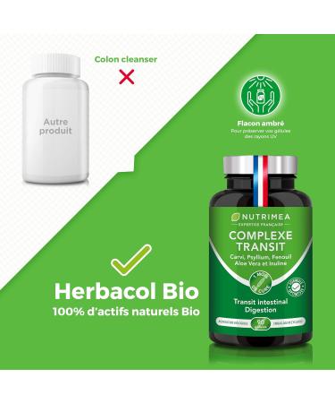 Laxatif Puissant BIO - Complexe de 5 Plantes + Pr biotiques - Contre Ballonnement & Constipation - Transit Naturel - Nutrimea - 90 G lules Vegan - Fabriqu en France - Buy Online on GoSupps.com