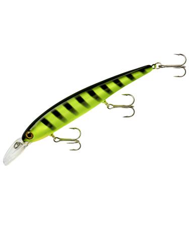 Bandit Walleye Minnow Jerkbait Fishing Lure, Shallow (Trolls to 12') 4.5 Inch, 5/8 Ounce Chartreuse Black Stripes