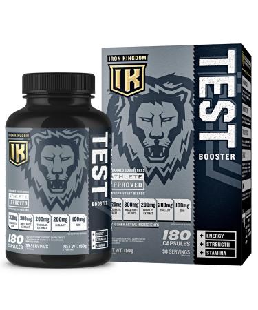 Iron Kingdom Test Booster for Men Workout Supplement with D-Aspartic Acid Maca Root and Tribulus Terrestris 180 Capsules (150g)