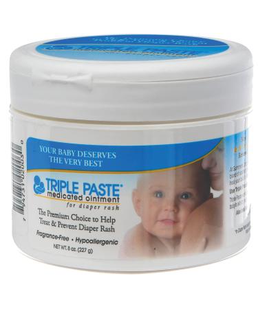 Triple Paste Diaper Rash Cream for Baby, Hypoallergenic Baby Ointment 8 oz Zinc Oxide Cream Baby Essentials with Brexonic Baby Butt Cream Applicator. 8 Ounce (Pack of 1)