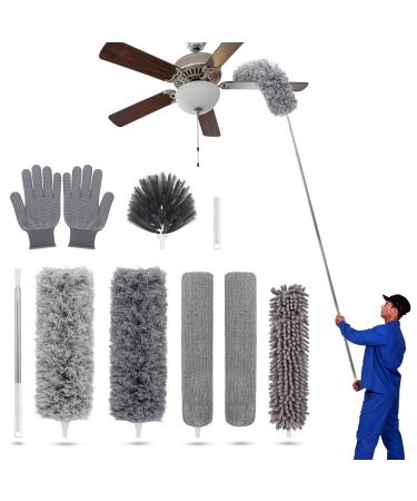 Duster with Extension Pole for Cleaning Ceiling Fans, High Ceilings, in Addition, Dusters for Cleaning Can Also Be Used for Low Places Cleaning, Such As Cabinets, Sofas, and Other Small Spaces.