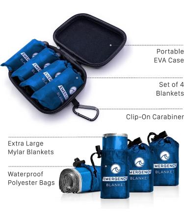 Oceas Outdoor Mylar Emergency Blankets 4 Pack - Extra Large Thermal Foil Space Blankets for Camping, Hiking, Marathon - Reflective Heavy Duty Survival Blankets - Buy Online on GoSupps.com